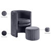 Selena 2-Piece Velvet Upholstered Accent Chair and Ottoman Set, Gray