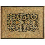 Bareens Designer Rugs - Kafkaz Sun-Faded Shantel Charcoal/Green Area Rug, 3'1"x4'10" - A Persian influenced Turkish hand knotted rug made by skilled artisans capable of creating the most exceptional vegetable dyes and hand-spun New Zealand wool. This gorgeous one of a kind Peshawar Kafkaz handmade rug is also known as a Chobi/Ziegler rug. Characterized by their muted, earthy tones this gorgeous rug is extremely versatile and is famous for its soft pleasing color palette and informal design that works in a myriad of interiors. Skillfully crafted in intricate traditional, transitional and modern design these rugs have been expertly hand-tied, finished, sun-dried, and have KPSI from 100 to 130 and has pile height of 0.25 inches. The invigorating colors and patterns in this rug will give your home an elegant and fresh appearance. The intricate design allows this mesmerizing rug to create a royal ambience in any decor. Hand knotted construction and natural fibers gives this rug soft feel under your feet.
