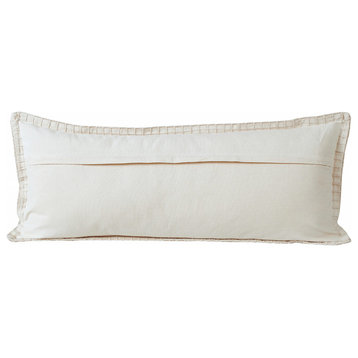 14" X 36" Beige 100% Cotton Zippered Pillow