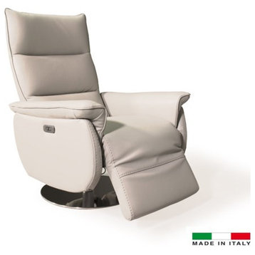 Mita Beige Allegro Power Recliner, Full Grain Italian Leather