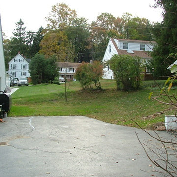 Before Photo Garden Pond, Bluestone Patio, Walls, Steps and landscaping - Newtow