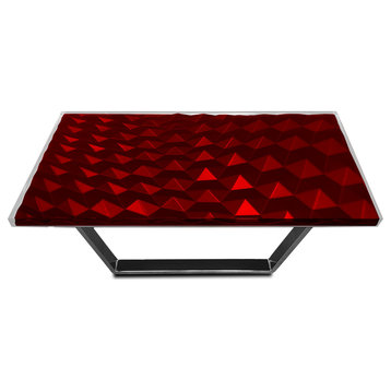 Modern Triangles Coffee Table, Red, W: 31.5”, 80cm X L: 63.0”, 160cm