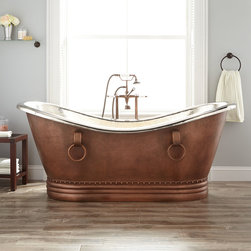 72" SAWYER HAMMERED COPPER DOUBLE-SLIPPER TUB - NICKEL INTERIOR - Products