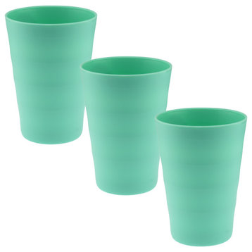 Break-Resistant Plastic Cups 12Oz, Reusable Design, Set of 3, Green
