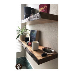 Black Walnut Live Edge Floating Shelf (floating bracket included) - Shelving