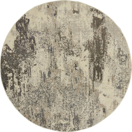 Nourison Celestial CES02 7'10" Round Ivory/Gray Rug