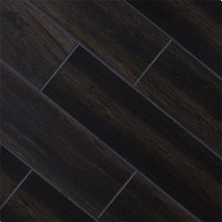 Black Oak Wood Plank Porcelain - Wall And Floor Tile