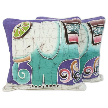 Dreamy Elephants Cotton Cushion Covers, Set of 2