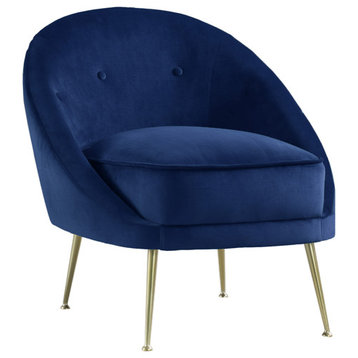 Olivia Blue Velour w/ Gold Legs Accent Chair