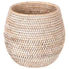 Kouboo Laguna Round Rattan Storage Basket with Ear Handles Honey Brown