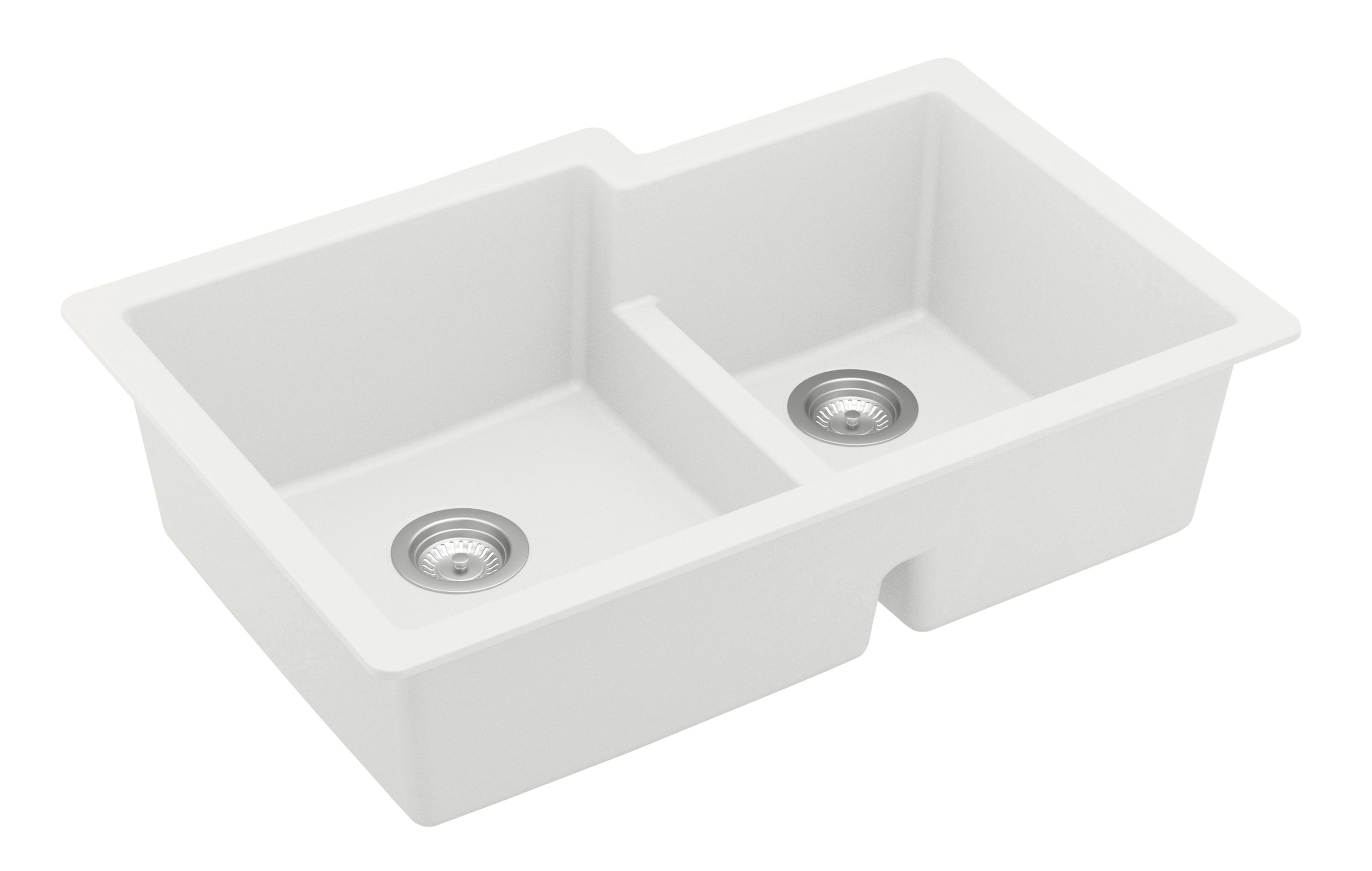 Karran 32" Undermount Double Bowl 60/40 Quartz Kitchen Sink Kit, White