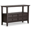 Simpli Home Amherst Solid Wood Console Table with Storage Drawers Hickory Brown