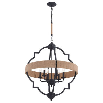 Vaxcel P0309 Beaumont 6-Light Pendant in Farmhouse and Cage Style 30 Inches Tall
