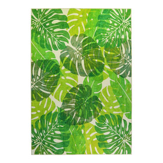 Monstera Palms Homefires Accent Area Washable Rug With Leaves, 7x5 ...