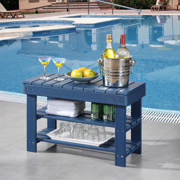 Outdoor Side Table Patio Table Adirondack End Table, Waterproof, Blue