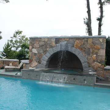 Pool with granite arch