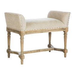 Short Simon Bench in a Parker Grey Finish - Upholstered Benches