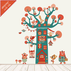 Vinilo infantil de tela Arbol casita - Kids Wall Decor