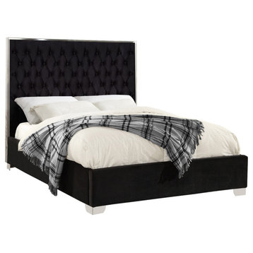 Lexi Velvet Bed, Black, Queen