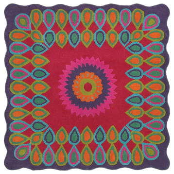 Pink Peacock Indoor Area Rug, 4' Square