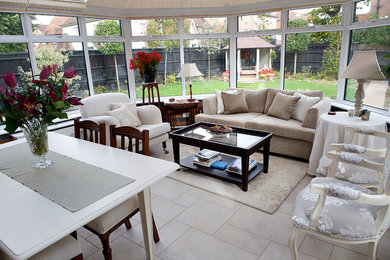This is an example of a traditional sunroom in London.