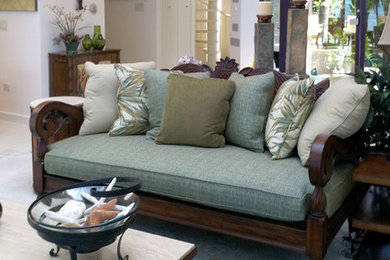 Island style living room photo in Miami