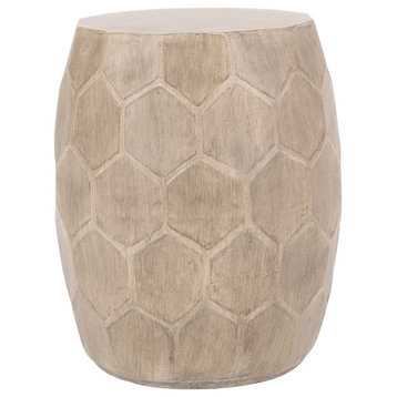 Ardson Outdoor Lightweight Concrete Side Table, Natural Wood