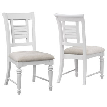 Pemberly Row Eggshell White Wood Coastal Style Dining Chair - Set of 2