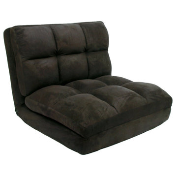 Loungie Micro-Suede Convertible Flip Chair/Sleeper Dorm Couch Lounger, Black
