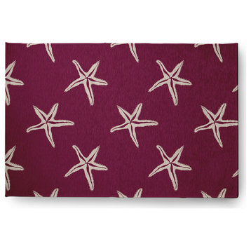 Starfish Nautical & Coastal Chenille Area Rug, Maroon Red, 4'x6'