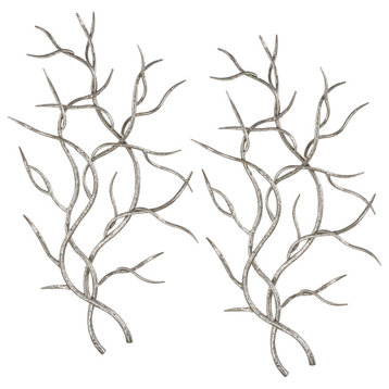 Uttermost Branches Wall Art, Set of 2, Silver, 20.5"x36.63"