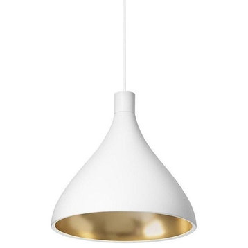 Pablo Designs Swell Pendant Light Medium, White/Brass