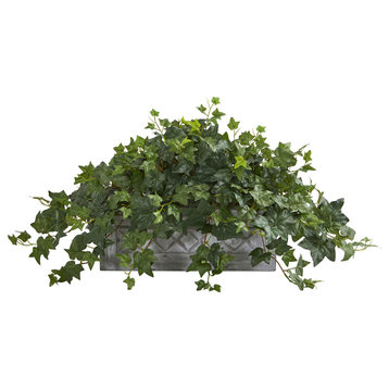 Puff Ivy Artificial Plant, Stone Planter