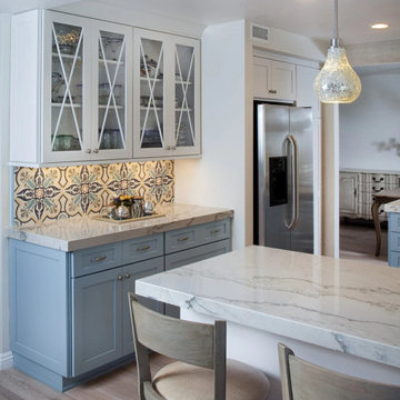 Light Blue & white shaker cabinets