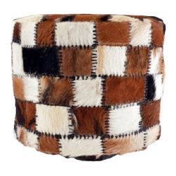 BHome - Patchwork Pouf Ottoman Round - Footstools And Ottomans