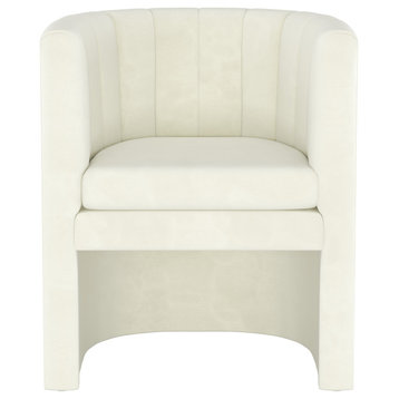 Worthy Channel Seam Tufted Tub Chair, Regal, White