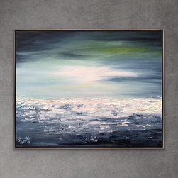 Preethi Arts - 48"x60" Beach Blue Yesterday Original Large Seascape Modern Art Seascape - Paintings