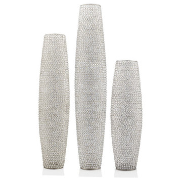 40" Bling Faux Crystal Beads Barrel Floor Vase