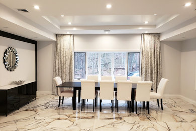 Example of a trendy dining room design in New York
