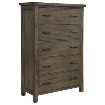 Furniture Galleon Solid Wood 5-Drawer Bedroom Chest in Walnut