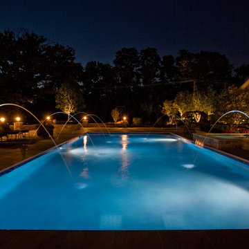 Lake Forest, IL Swimming Pool and Raised Hot Tub with Laminar Fountains