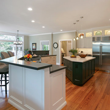 Transitional Kitchen Remodel with Glass Cabinets