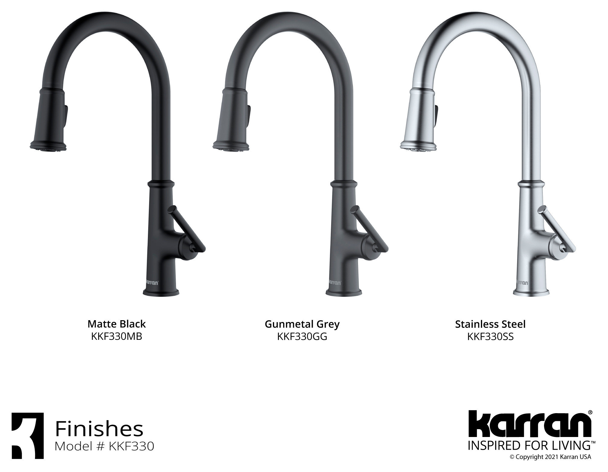 Karran KKF330 1-Handle Pull Down Dual Function Sprayer Faucet, Matte Black
