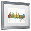 Watson 'Forth Worth Texas Skyline' Art, Silver Frame, 16"x20", White Matte