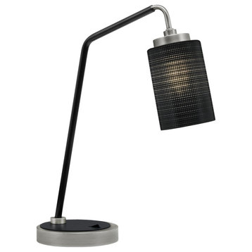 1-Light Desk Lamp, Graphite/Matte Black Finish, 4" Black Matrix Glass