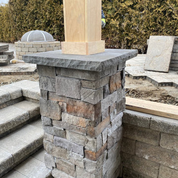 Outdoor pavilion with fireplace