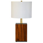 Kahl Wood Decor - Rosewood Table Lamp, High Gloss Lacquer, Brass Fixtures, White Linen Drum Shade - Product Description: