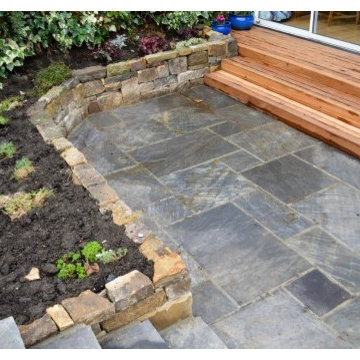 Graphite Sandstone Paving with Yorkshire Stone Walling 2016