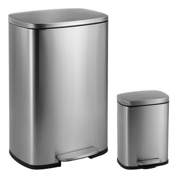 Happimess Connor 50L and 5L Soft Close Trash Can, Stainless Steel