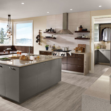 KraftMaid: Modern Gray and Wood Kitchen Cabinetry